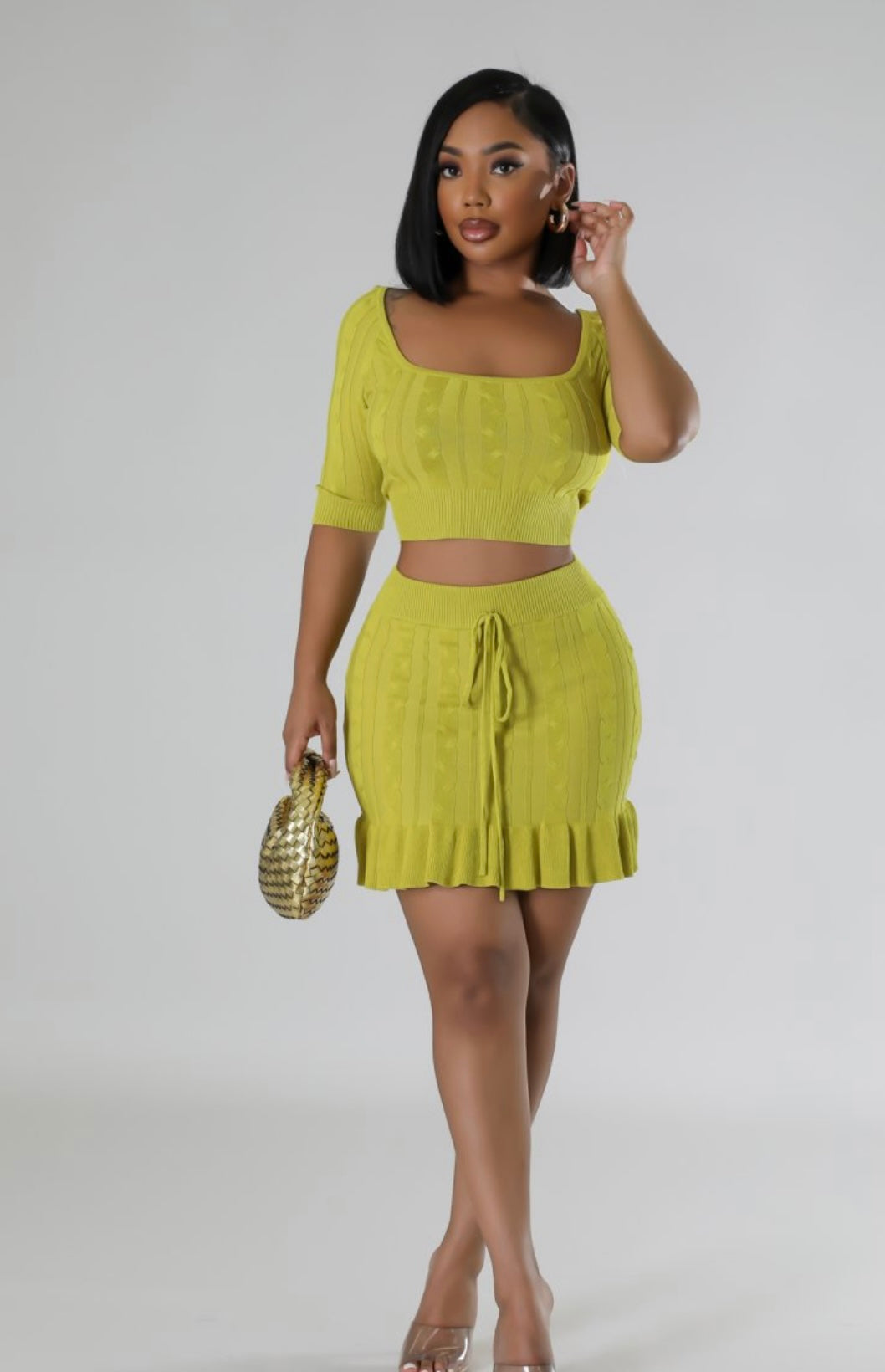 OLIVE GREEN SKIRT SET