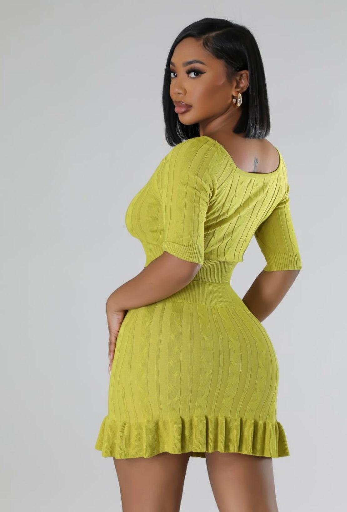OLIVE GREEN SKIRT SET